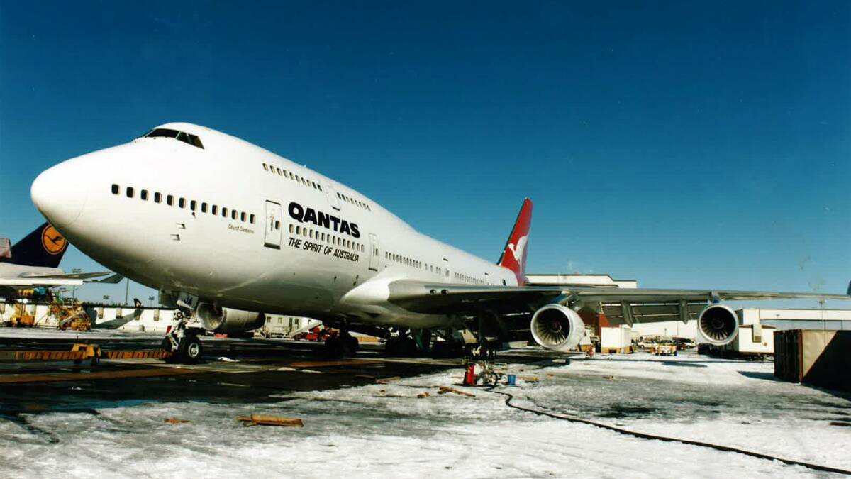 The Boeing 747-400 which Qantas is donating to the Historical Aircraft Restoration Society based at the Illawarra Regional Airport. Picture: COURTESY QANTAS.