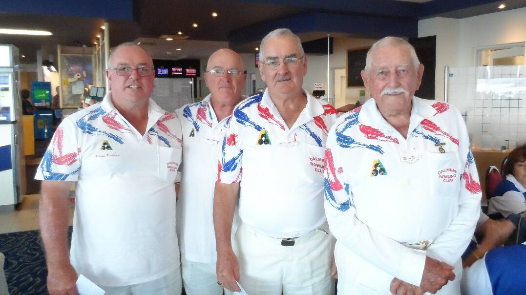 TUROSS: Far South Coast Ladies and the South Coast Men joined together to play, the Mixed Patrons Day at Tuross Head Bowling Club. Pictured are the winning Dalmeny men: Ralph Redhead, Garry Lavis, John Lonergan and Jim Harrold. 
 