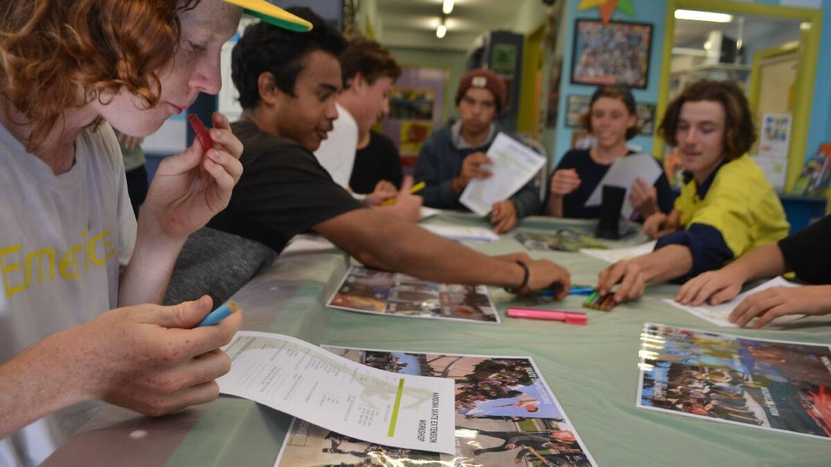 NAROOMA: Narooma skaters on Thursday paired up to draw their own designs on large pieces of paper and stick stickers on photos of their favourite potential features for the new Narooma skate park extension. 