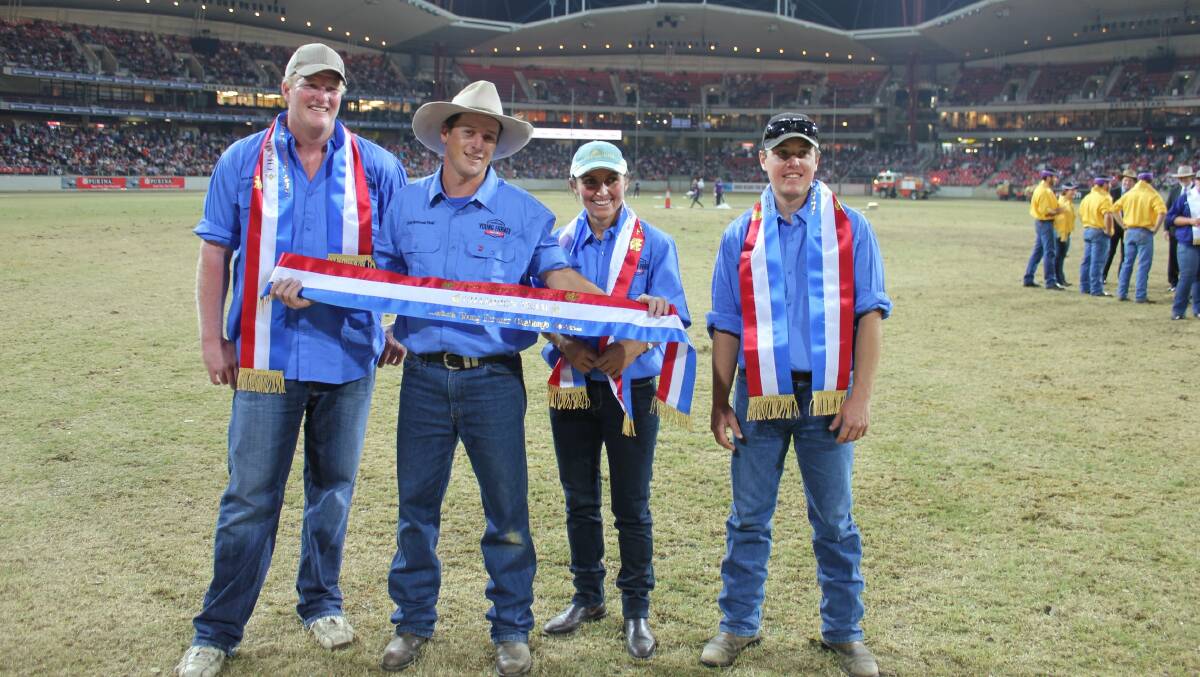 SYDNEY: Team Bega - (from left) Josh Cochrane, Greg Heffernan, Sarah Dreverman and Tom Otton – won the National Young Farmers Challenge title at the Royal Easter Show. Photo: Rosemary Gallaher, RAS. 