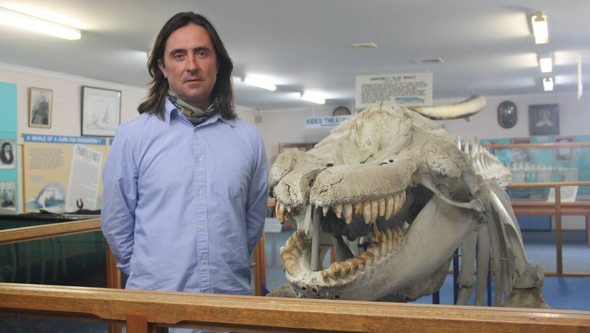 EDEN: Coast Australia presenter, and renowned archaeologist Neil Oliver, at the Eden Killer Whale Museum last Tuesday. Image courtesy of Stephanie Rawlings. 