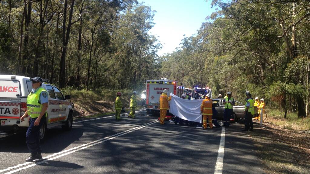 About 10.30am on Wednesday a silver Holden ute travelling west on Forest Road and a silver Holden Captiva travelling east, collided about 1.5km west of the Callala Beach turn off.