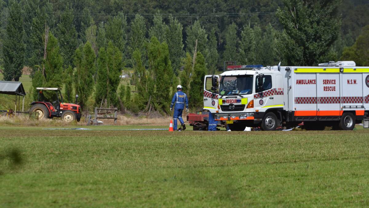 Emergency services at the scene of a workplace accident that claimed the life of a 19-year-old Shoalhaven Heads man on Monday morning.
