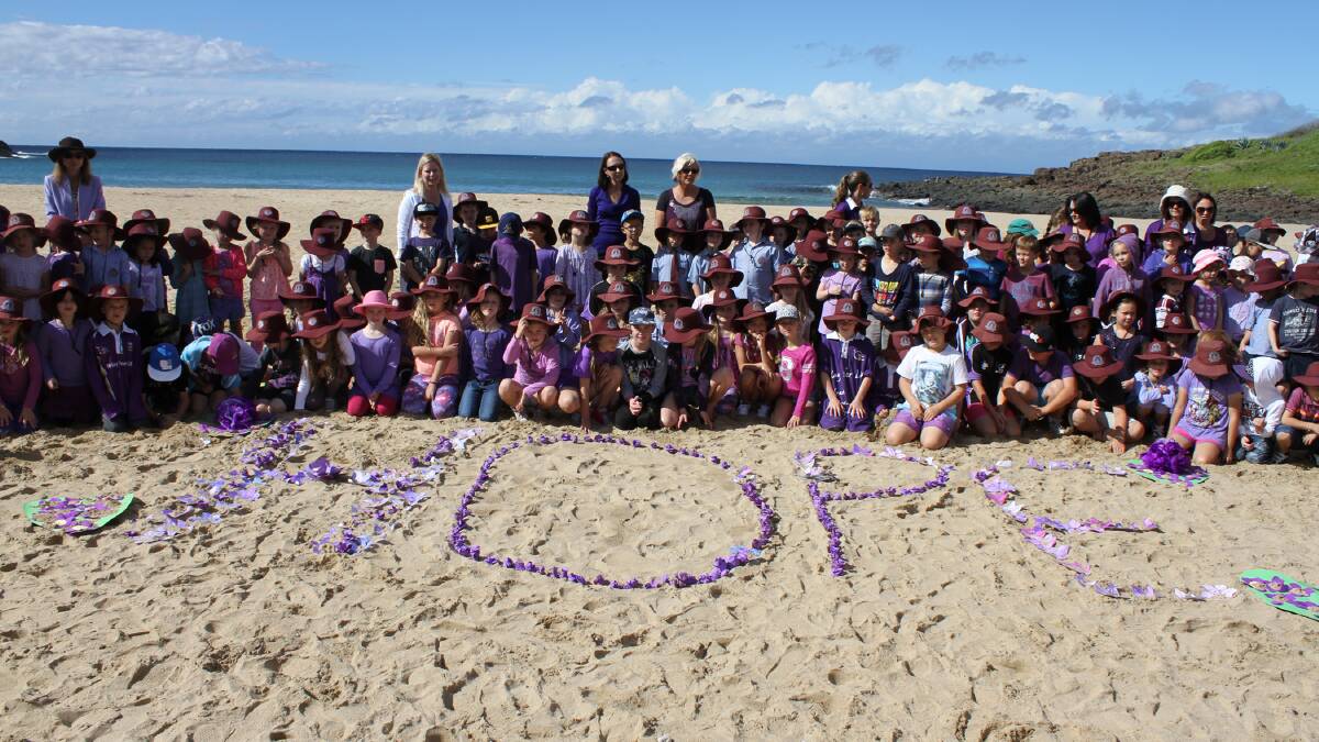 Ss Peter and Paul Catholic Primary School students pledging their support for Kiama Relay for Life. Picture: DAVID HALL