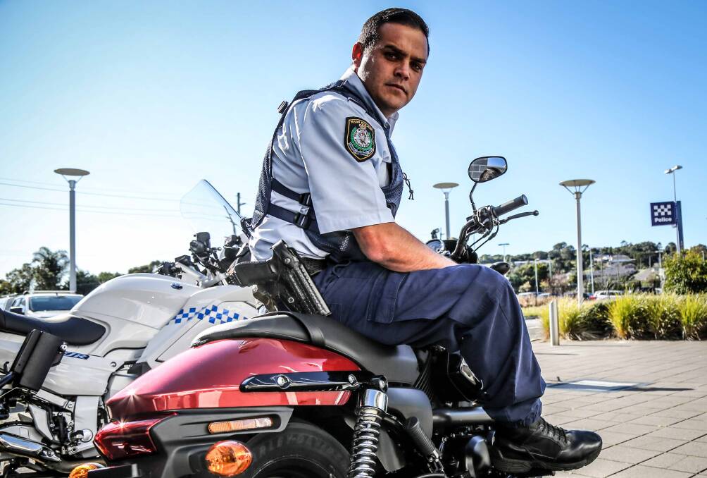 Motor bike learner driver Lake Illawarra Senior Constable Jye Sommers will head to Canberra with all the other participating officers. Picture: GEORGIA MATTS