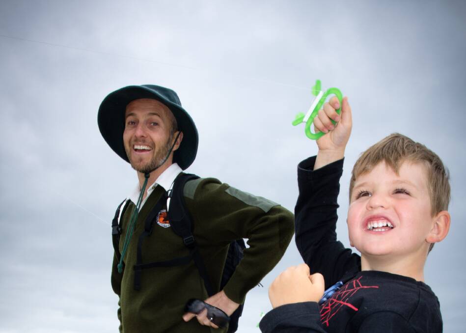 Ranger David Duffy and a young kite enthusiast in action at a previous holiday activity.   