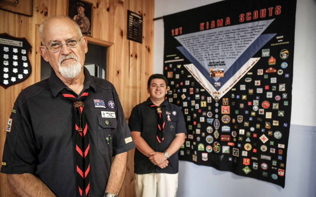 Greg Crofts and Matthew Cameron from Kiama Scouts are calling for a new Scout leader. Picture: GEORGIA MATTS