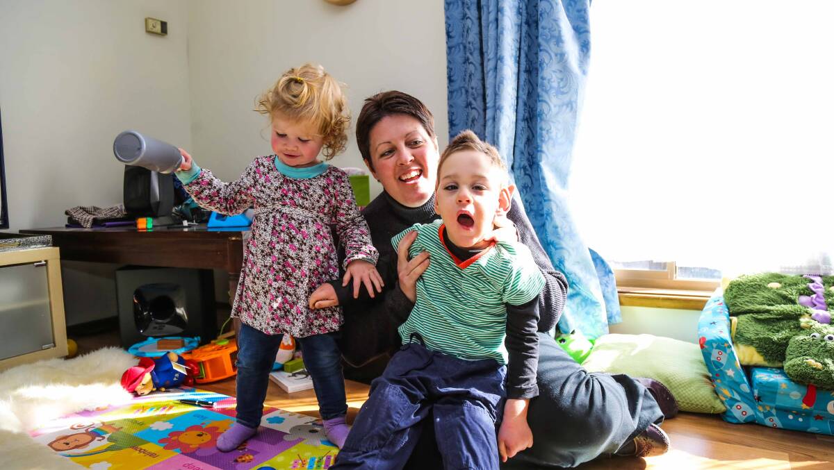 Charlotte and Dexter Heffernan with their Aunty Carol Laverty. Ms Laverty has asked for support for renovations to make the Heffernan's home suitable for Dexter, who is living with Cerebral Palsy. Picture: GEORGIA MATTS