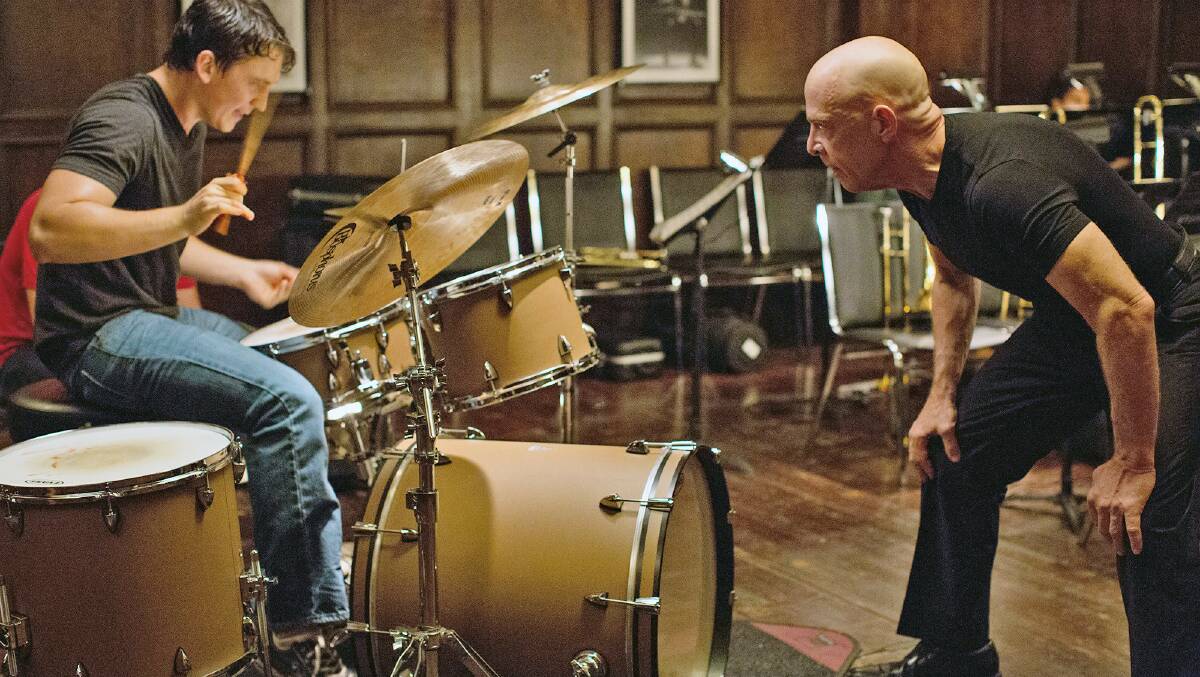 Miles Teller as Andrew and J.K. Simmons as Fletcher in Whiplash. Picture: Daniel McFadden, Courtesy of Sony Pictures Classics