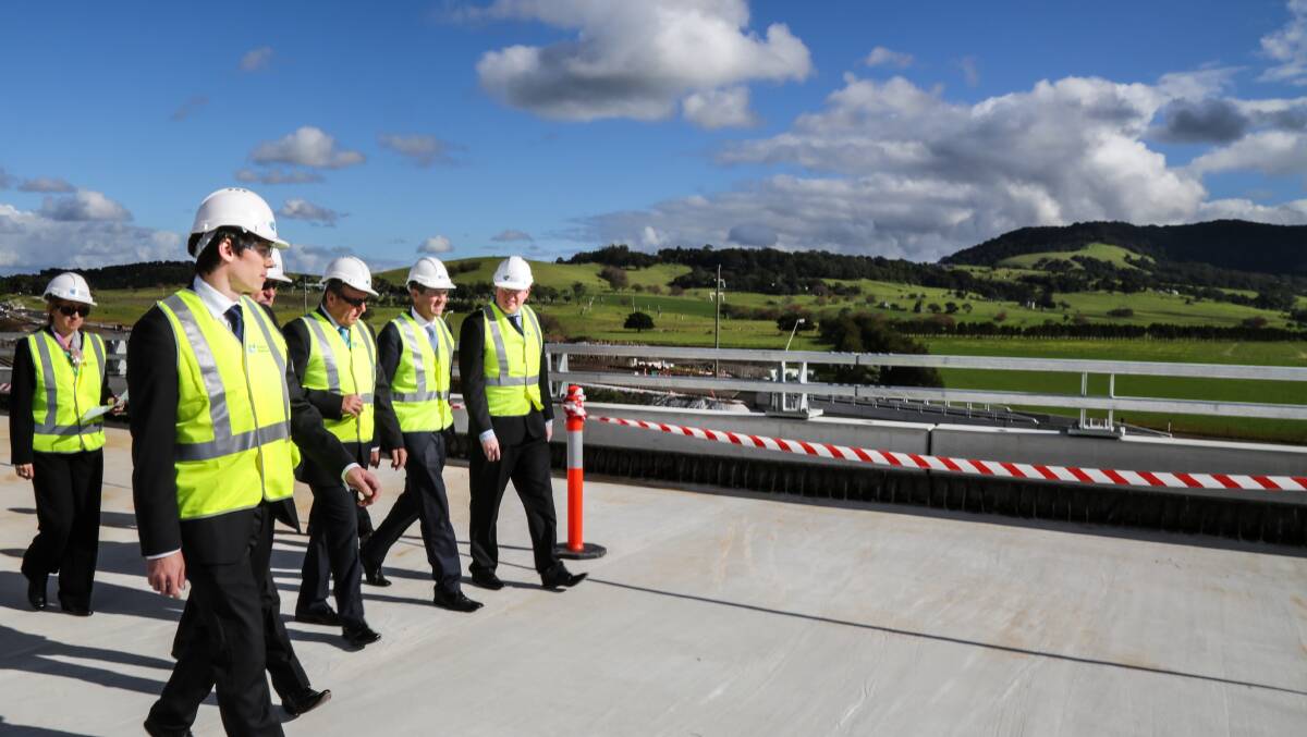 Premier Mike Baird tours work on the Gerringong bypass. Picture: GEORGIA MATTS 