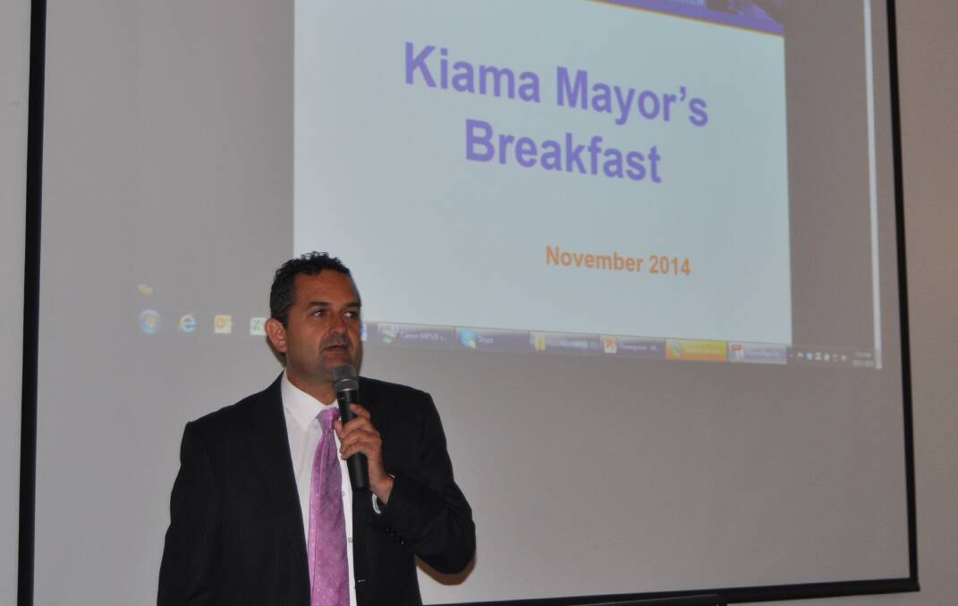 IRIS Research executive director Simon Pomfret speaking at the Kiama and District and Chamber of Commerce Mayor's Breakfast in Kiama.