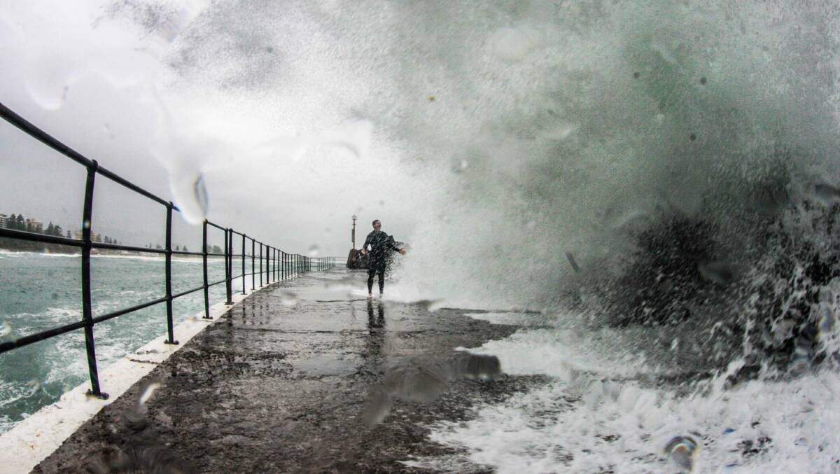 Kiama Independent photographer Georgia Matts got a bit wet snapping this shot of Jack Croman at the Wollongong breakwall today. 
