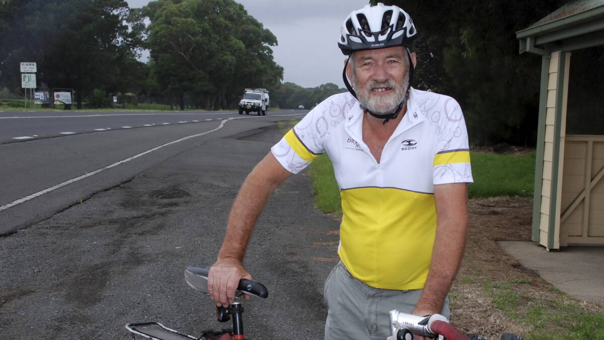 Illawarra Bicycle Users Group’s Werner Steyer is hoping for extra road signage on Riverside Drive ahead of proposed changes to the bicycle lanes on the highway.  DAVID HAL
