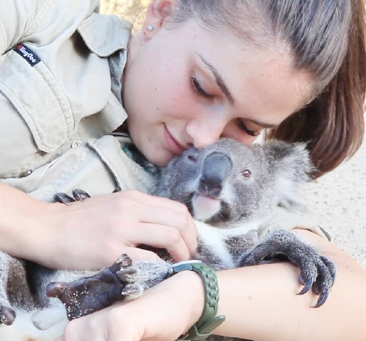 Best mates: Symbio Wildlife Park zookeeper Tami Wilson in a screen grab with her great friend Harry the orphaned koala joey. Picture: Kevin Fallon.