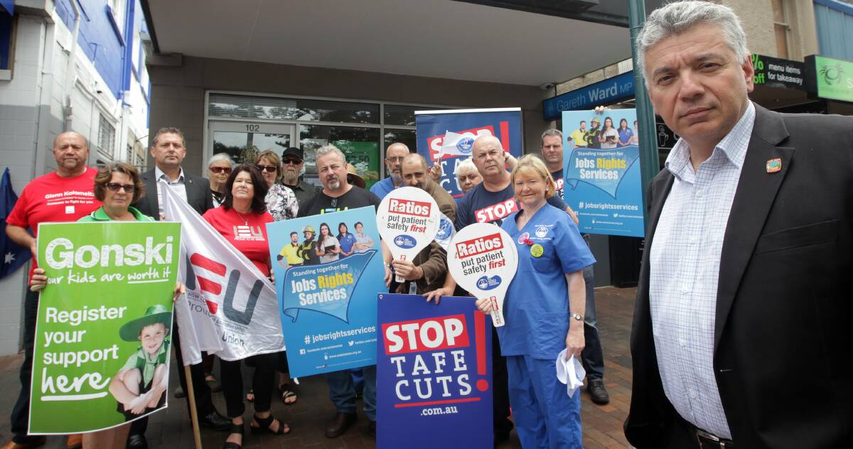 South Coast Labour Council secretary Arthur Rorris at a rally demanding the government stop its cuts in November 2014. Picture: Sylvia Liber