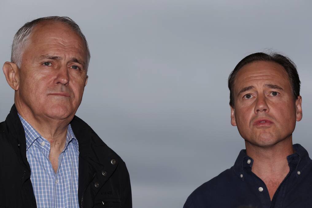 Prime Minister Malcolm Turnbull with minister Greg Hunt during a press conference in Townsville last month. Mr Hunt, who previously held the environment portfolio, is the new minister for industry, innovation and science. Picture: Andrew Meares
