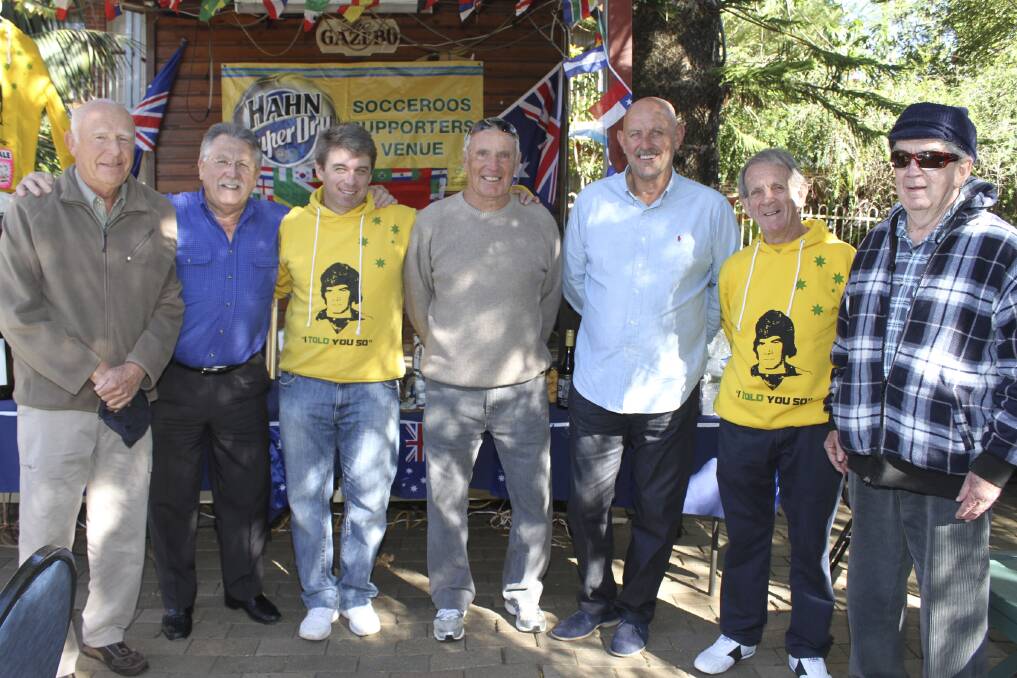 Socceroos and family - pictured at last Thursday's Johnny Warren Golf Classic were former Socceroos Brian Smith and Ray Richards, John's nephew Jamie Warren, former Socceroos Stan Ackerley and Tony Henderson and John's brothers Ross and Geoff Warren. Picture: DAVID HALL
