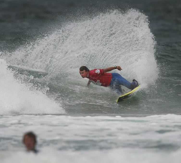 Shellharbour's former world and national kneeboarding champion Simon Farrer finished second in round three of the Australian Kneeboarding Titles in the Kiama area last weekend. Picture: DYLAN ROBINSON