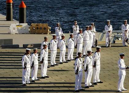 Screening British soldiers ... The Australian Navy.