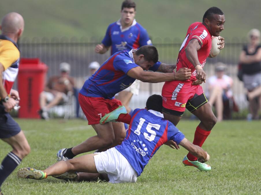 Fijian side Yamaica Rugby in action during their clash with Manly B. Picture: DAVID HALL