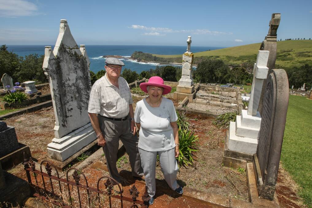 History buffs Ray Thorburn and Margaret Sharpe at Gerringong Cemetery fear confusion and a loss of history will result from changes to laws governing leases of burial plots. Picture: DYLAN ROBINSON