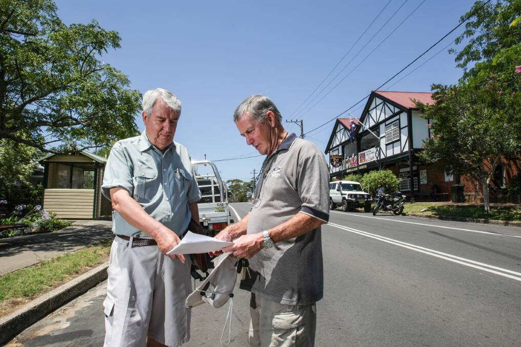 Jamberoo residents Ken Jeffrey (left), and Phil Lewis support a new housing development in Wyalla Road. Picture: DYLAN ROBINSON