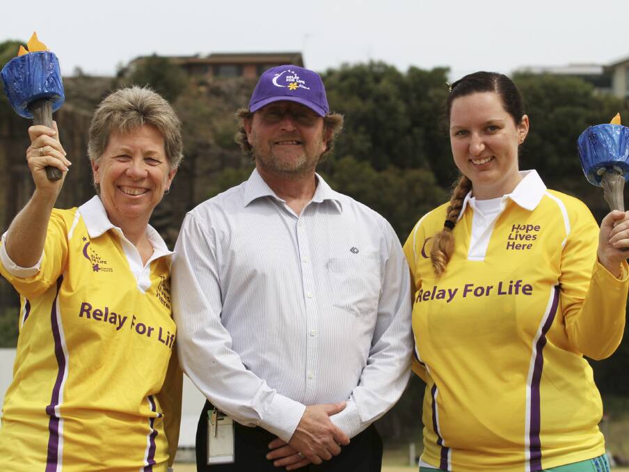 Kiama Relay for Life committee members Marie Dalton, Michael Innes and Hannah Hutchinson will be spreading the Relay message this weekend. Picture: DAVID HALL