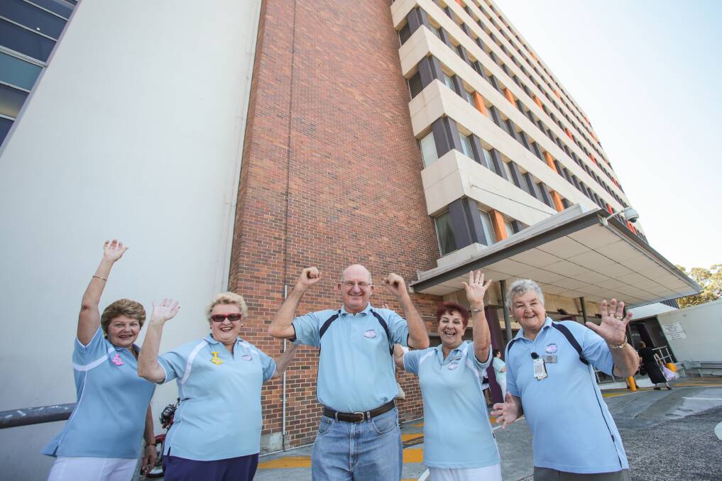 Illawarra Cancer Carers members Wendy Gray, Leslie Adie, Keith Wilson, Maria Wilson and Kathy Moss celebrate the arrival of the PET scanner to Wollongong Hospital. Picture: ADAM McLEAN