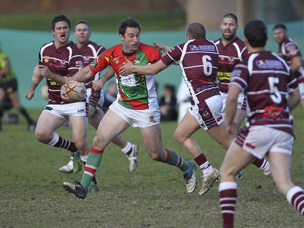 Jamberoo Superoos front-rower Tim Jones on the charge on Saturday.