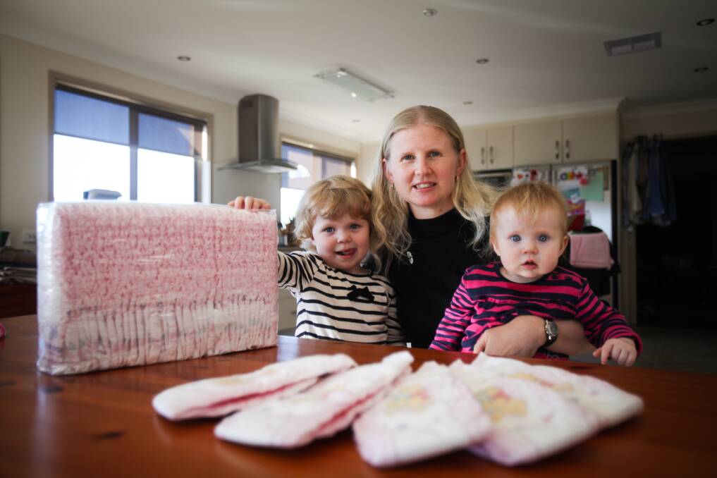 Gainsborough resident Julie Kelton would welcome having access to eco-nappies, capable of being disposed of in the green bin. She is pictured with her daughters, Sarah, 2, and Amee, 10 months. Picture: DYLAN ROBINSON