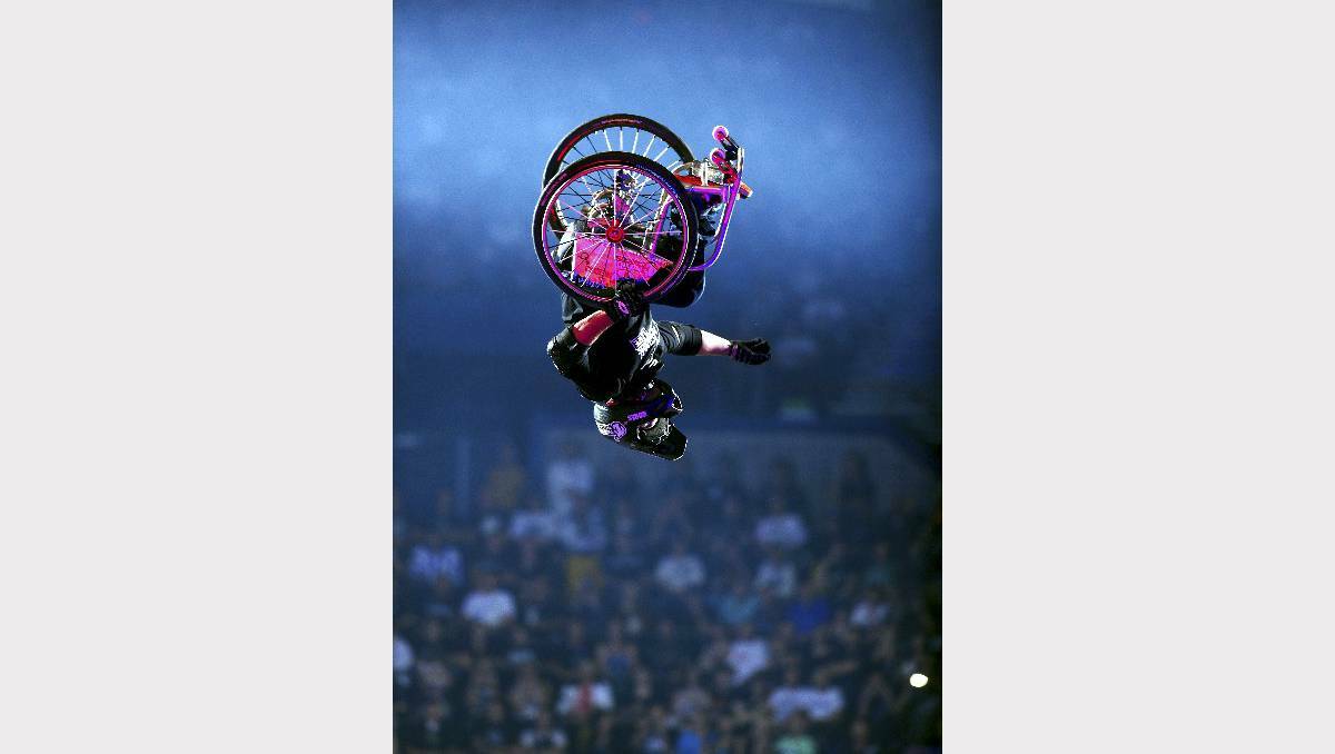 Nitro Circus star Aaron Fotheringham pulls off a stunt during a show.
