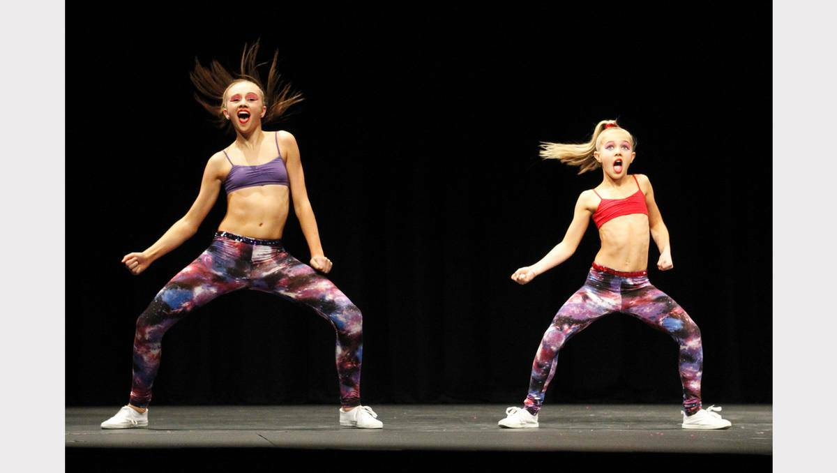 Thurgoona's Holly-Rose Boyer and Chloe Sheridan performing at the Albury Wodonga Eisteddfod. Picture: Ben Eyles