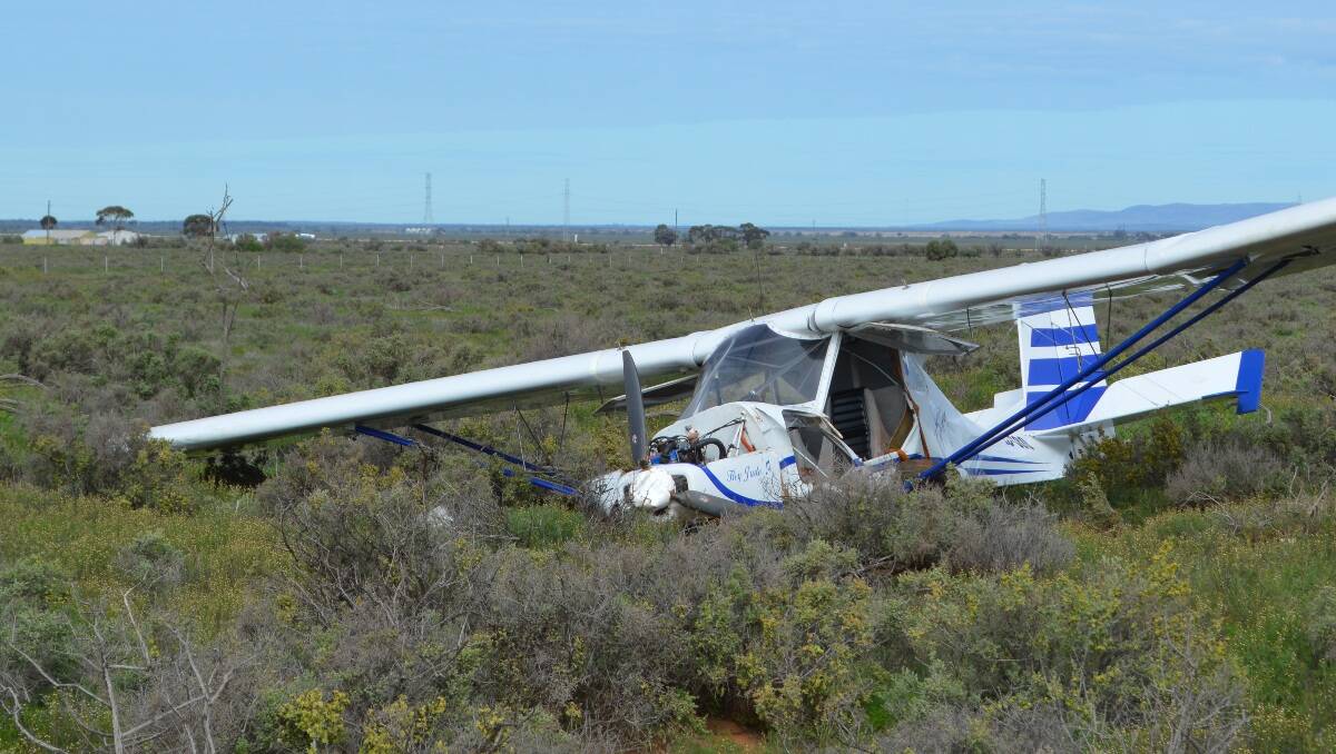 Two people escaped serious injury after a light aircraft crashed near Stirling North near Port Augusta in South Australia on Thursday. Picture: Kate Bilney