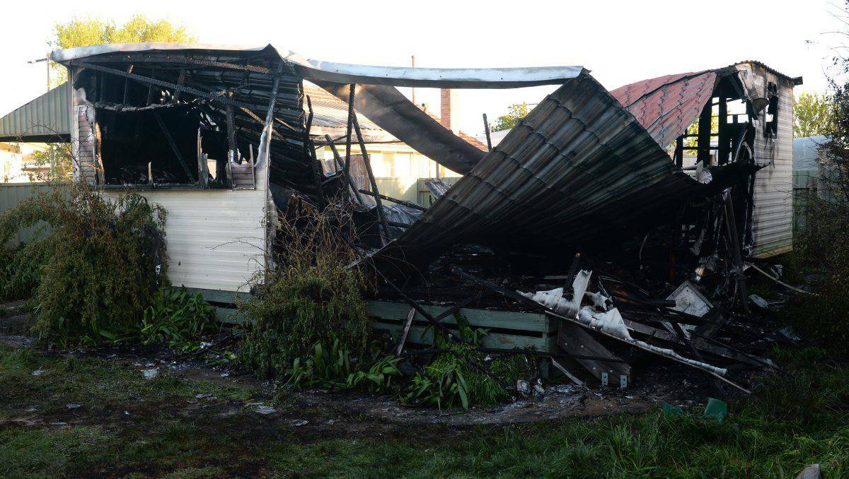 Police are investigating a fire which gutted a mobile home in Wendouree. PHOTO: Adam Trafford.