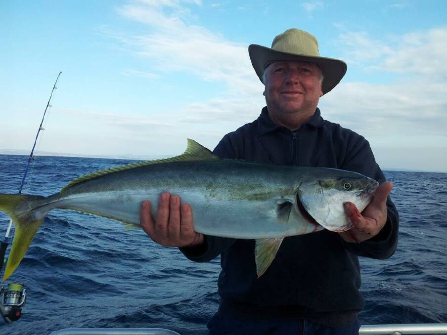 TONY KINGFISH: Tony from inland NSW on Charter Fish Narooma’s Playstation on Thursday with his nice keeper kingfish. The boys managed to get two fish up to 90cm past the seals. 24/1/14