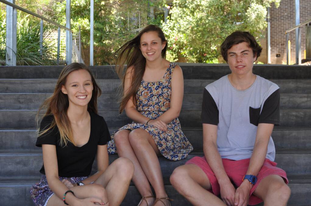 Kiama High School Distinguished Achievers Kate Mikilewicz, Sally Carney and Lachlan Hall. Picture: DANIELLE CETINSKI