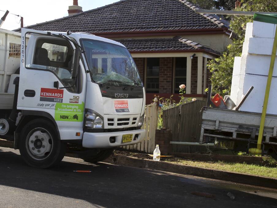 The NBN Co truck following the incident on Friday. Picture: DAVID HALL