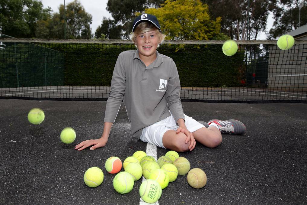 WARRNAMBOOL: Warrnambool tennis player Tom Howard, 13, will be a ball boy at the Australian Open in Melbourne in January. Picture: DAMIAN WHITE