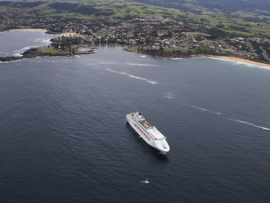 Aerial View: A view from the air of the Pacific Jewell off Kiama this morning. Picture: COLIN DOUCH AERIAL PHOTOGRAPHY