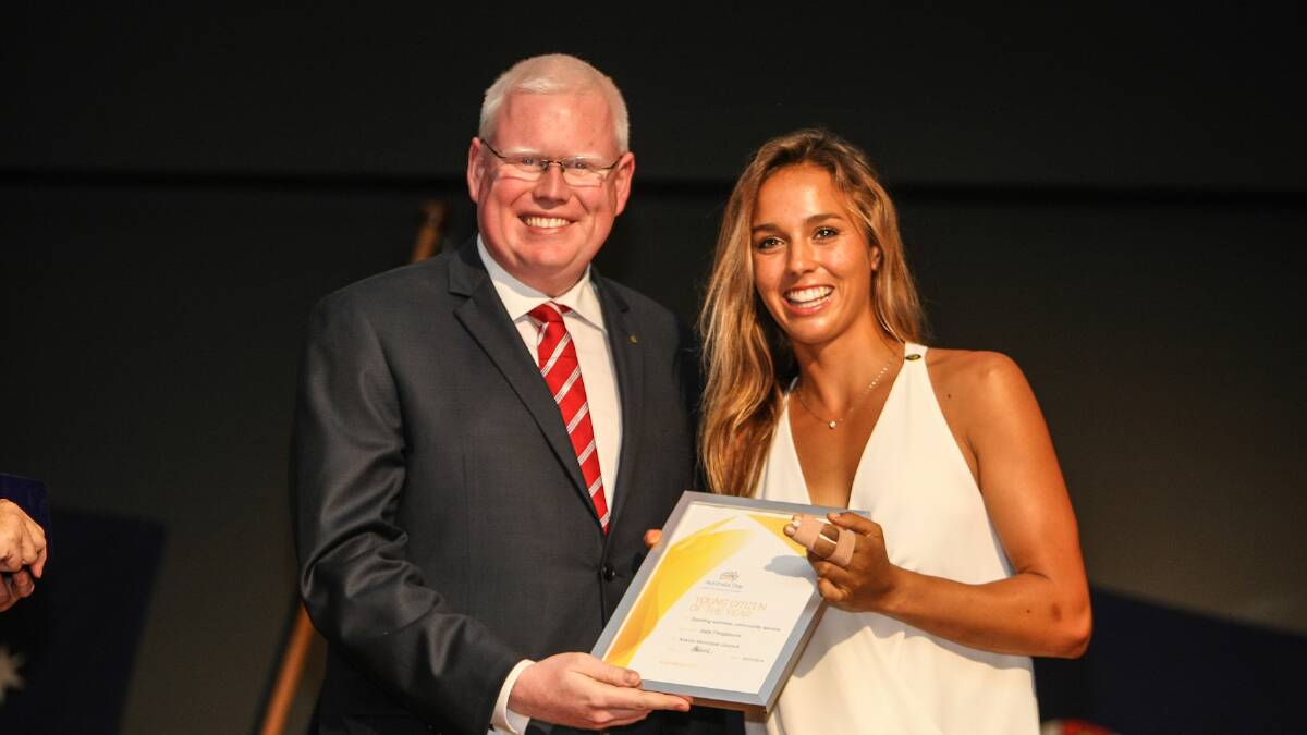 Member for Kiama Gareth Ward with Kiama Municipality's Young Citizen of the Year, Sally Fitzgibbons.