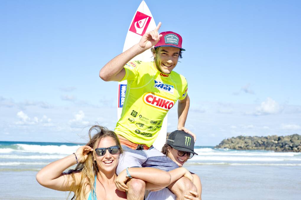 Gerringong's Mikey Wright chaired off by his sisters Tyler and Kirby on Sunday. Picture: Pic ASP/Will H-S