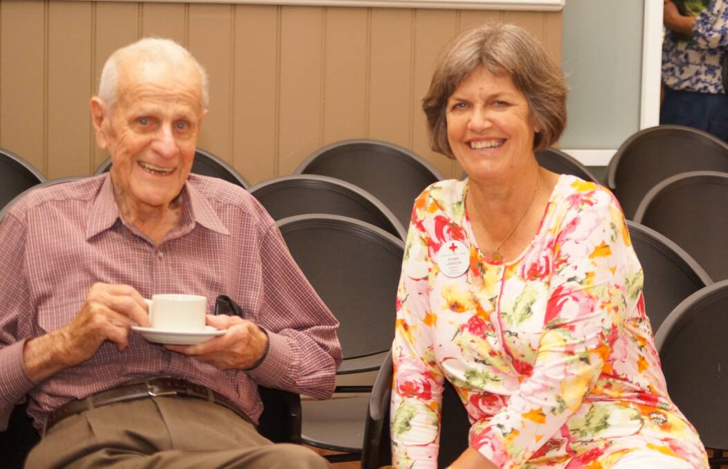 Life-long Jamberoo Red Cross supporter Eric Fredericks with Jamberoo branch secretary Robyn Lawton.