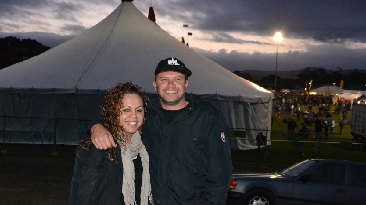  NAROOMA: Narooma locals Sonia Lloyd and Dean Heycox were stoked to score tickets for Sunday’s Narooma Blues Fest and are pictured as the sun   sets on the festival on the first day of daylight saving on Sunday.
