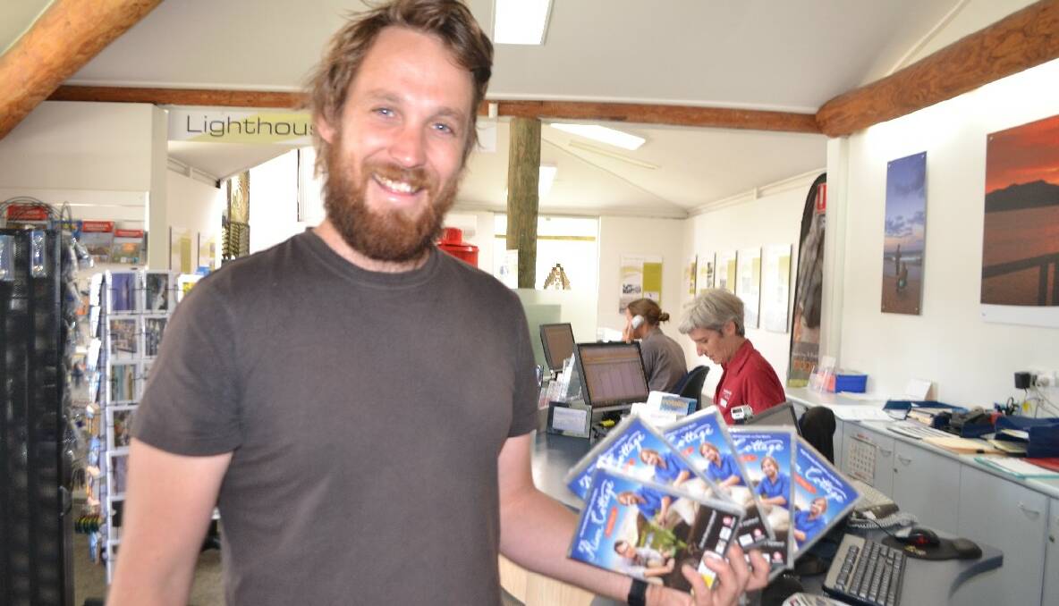 NAROOMA: River Cottage Australia host Paul West at the Narooma Visitor Information Centre that now stocks the DVD of Series 1. Filming is set to begin on Series 2.