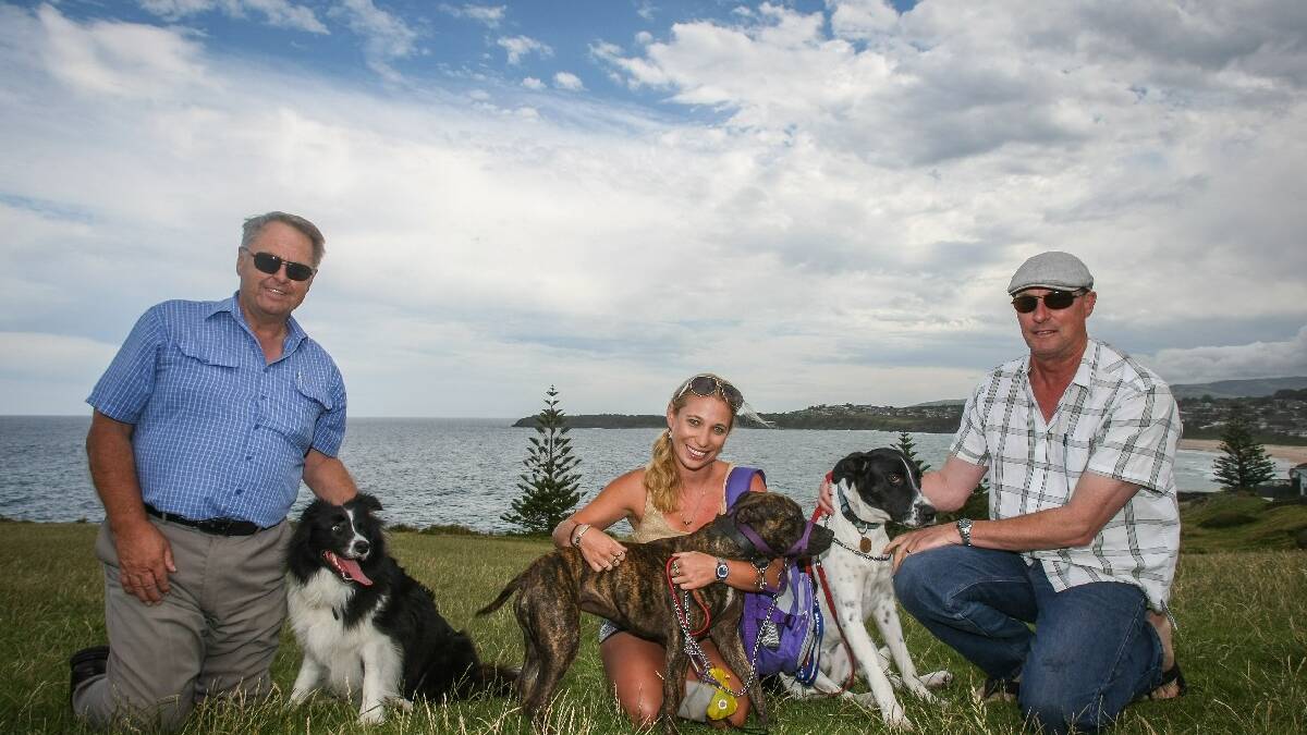 KIAMA: Kiama Canine Capers have been meeting on the dog off-leash area on Sunday afternoons for the past two-three months. Ian Hornsby with Angel, Jaye Leah with Jezabelle and David Arcus with Misty. 