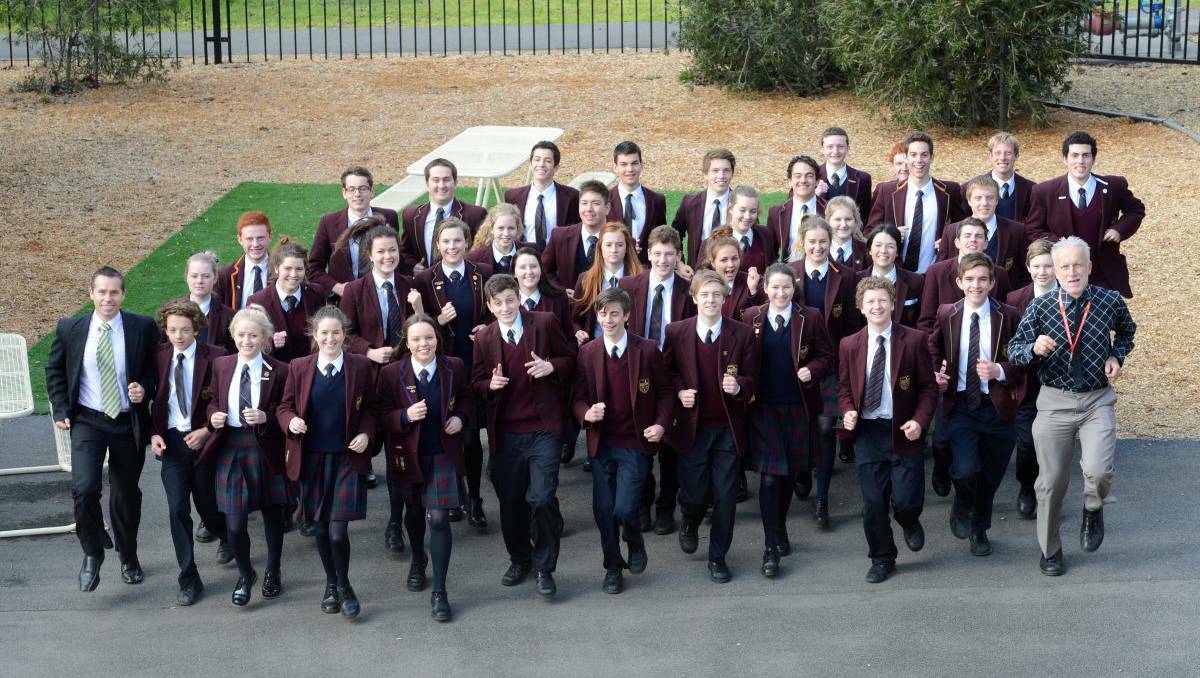 A group of Girton Grammar students and teachers who will compete in the City to Surf. Picture: Jim Aldersey