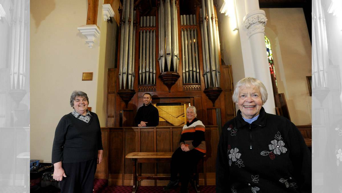   Inglewood Anglican Church is restoring its organ. Pictured are member of the parish council Karen Akers, church warden Tim Johns, parishioner Sonia Sibley and organist Val Johns. Picture: Jodie Donnellan