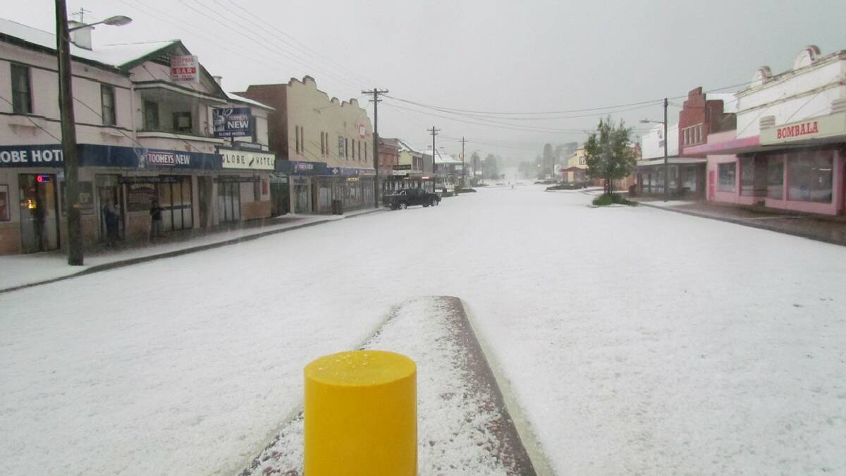 BOMBALA: A severe hail storm hit Bombala on Saturday evening, damaging many cars as well as several local buildings, and coating the township in inches of white.