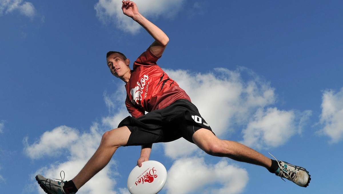 Charles Sturt University Dodos captain Sam Lopes catches a disc during a game of ultimate at Bolton Park. An inter- university tournament will be held this weekend with teams from Canberra and across the southern region competing. Picture: Michael Frogley