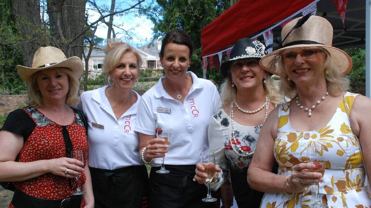 COOMA: Energetic fundraisers the Monaro Committee for Cancer Research (who brought us Dancing with the Cooma Stars) hosted a spring/Christmas Garden Party at Coolringdon   Parkland Gardens. Pictured are President Sandy Schofield and committee member Jacqui Schofield with Cindy Chawner, Kim Neville and Julie Norling.
